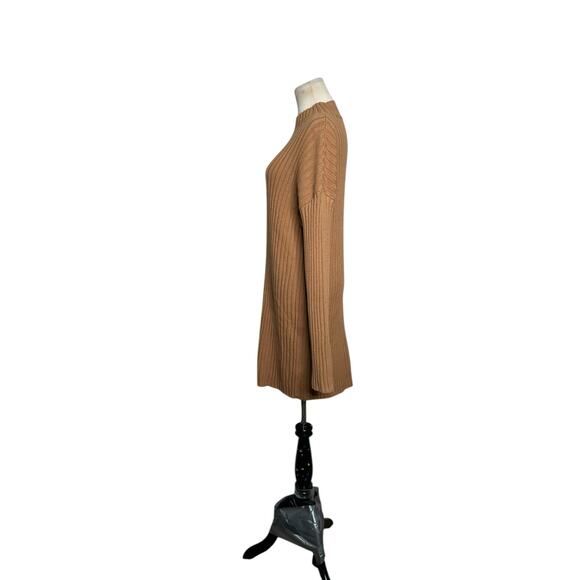 BP brown ribbed knit long sleeves high neck sweater mini dress size Small - Picture 7 of 11